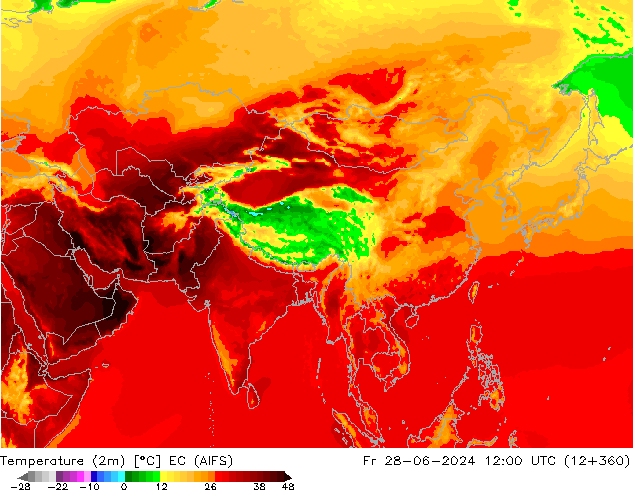 Temperatura (2m) EC (AIFS) ven 28.06.2024 12 UTC