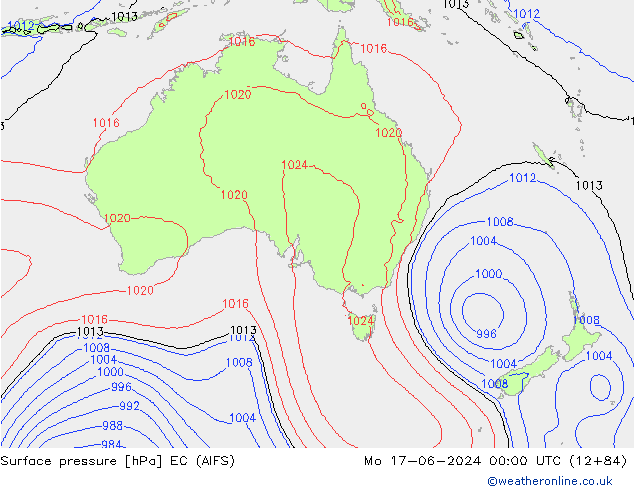 Surface pressure EC (AIFS) Mo 17.06.2024 00 UTC