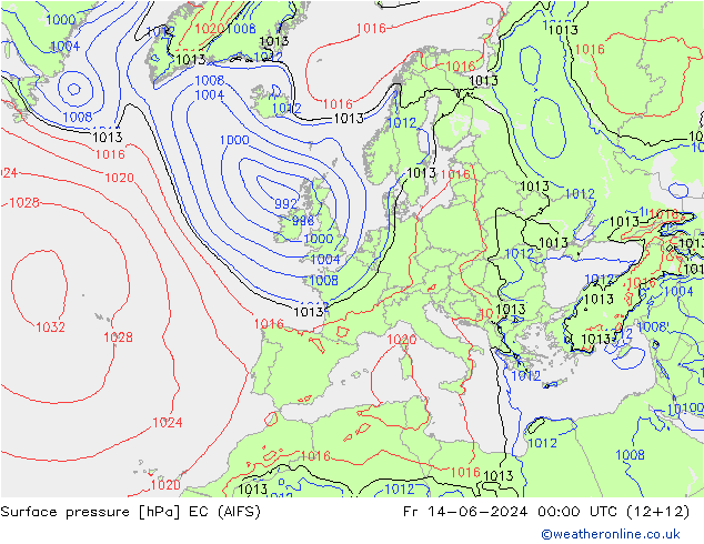 Yer basıncı EC (AIFS) Cu 14.06.2024 00 UTC