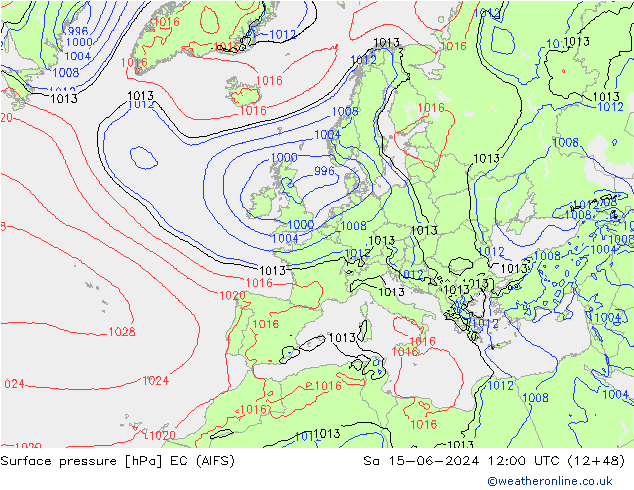 Bodendruck EC (AIFS) Sa 15.06.2024 12 UTC