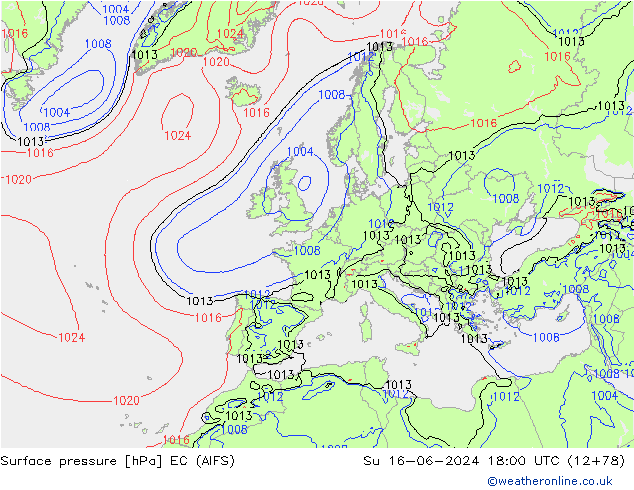 Bodendruck EC (AIFS) So 16.06.2024 18 UTC