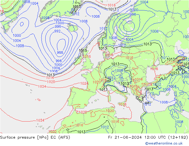 Bodendruck EC (AIFS) Fr 21.06.2024 12 UTC