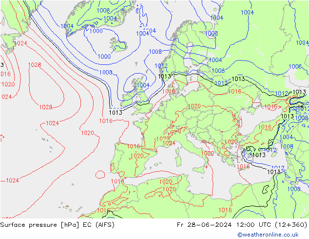 Surface pressure EC (AIFS) Fr 28.06.2024 12 UTC