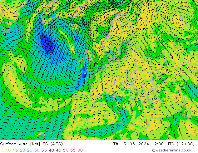 Bodenwind EC (AIFS) Do 13.06.2024 12 UTC