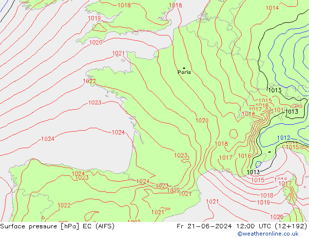 Bodendruck EC (AIFS) Fr 21.06.2024 12 UTC