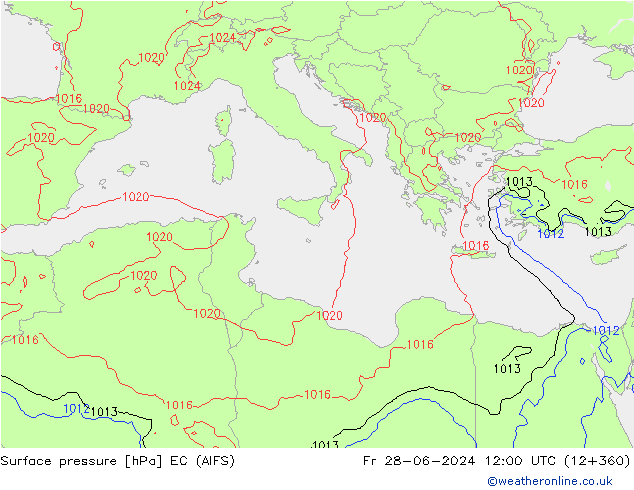 Surface pressure EC (AIFS) Fr 28.06.2024 12 UTC