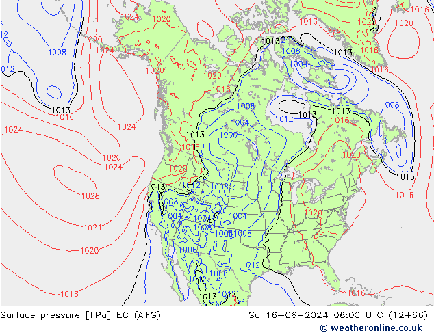 Presión superficial EC (AIFS) dom 16.06.2024 06 UTC