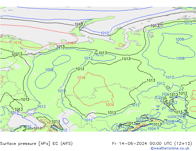 Luchtdruk (Grond) EC (AIFS) vr 14.06.2024 00 UTC