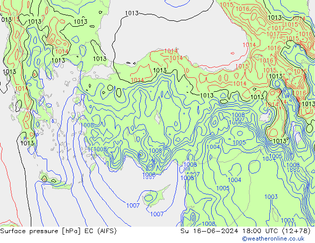 Luchtdruk (Grond) EC (AIFS) zo 16.06.2024 18 UTC