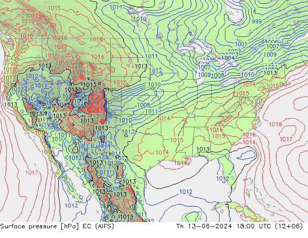 Surface pressure EC (AIFS) Th 13.06.2024 18 UTC