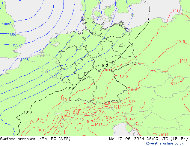 Surface pressure EC (AIFS) Mo 17.06.2024 06 UTC