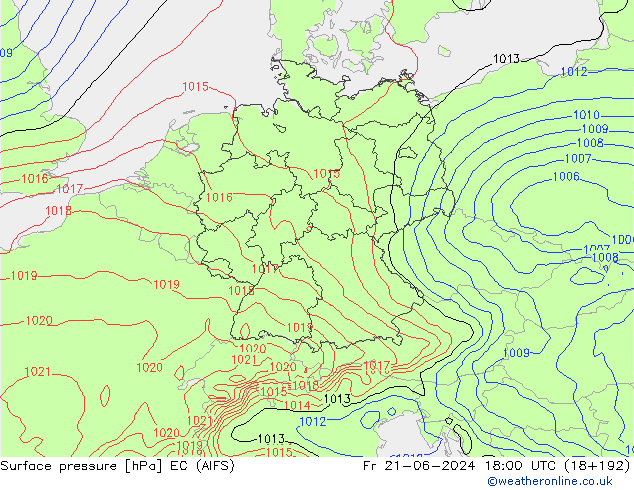 Pressione al suolo EC (AIFS) ven 21.06.2024 18 UTC