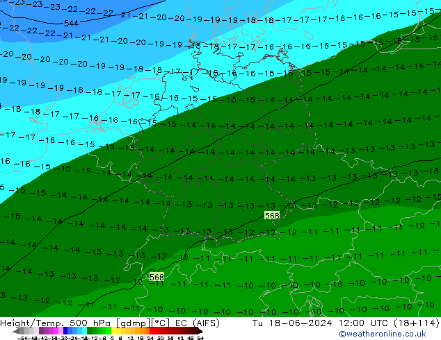 Height/Temp. 500 hPa EC (AIFS) Tu 18.06.2024 12 UTC