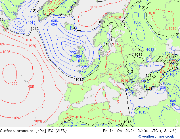 pression de l'air EC (AIFS) ven 14.06.2024 00 UTC