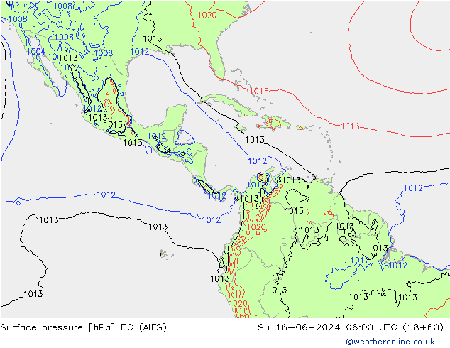 pressão do solo EC (AIFS) Dom 16.06.2024 06 UTC