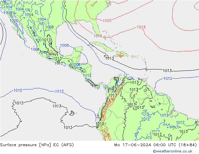 pression de l'air EC (AIFS) lun 17.06.2024 06 UTC
