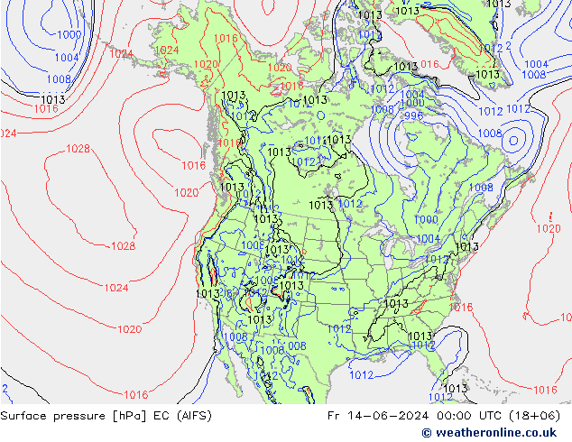 Luchtdruk (Grond) EC (AIFS) vr 14.06.2024 00 UTC