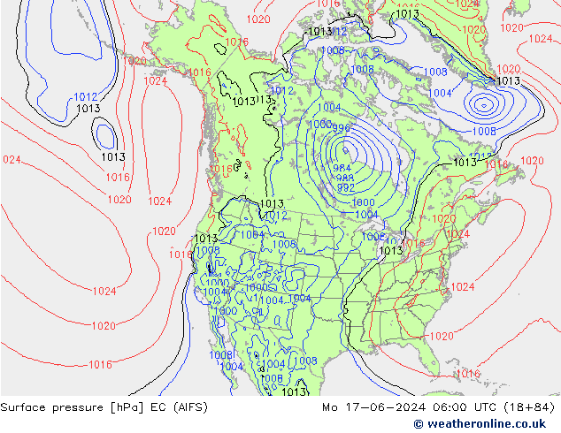 Surface pressure EC (AIFS) Mo 17.06.2024 06 UTC