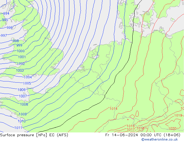 Surface pressure EC (AIFS) Fr 14.06.2024 00 UTC