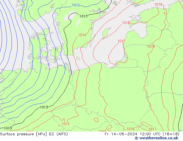 Surface pressure EC (AIFS) Fr 14.06.2024 12 UTC