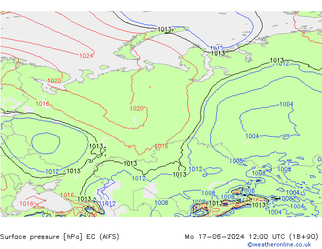 Surface pressure EC (AIFS) Mo 17.06.2024 12 UTC