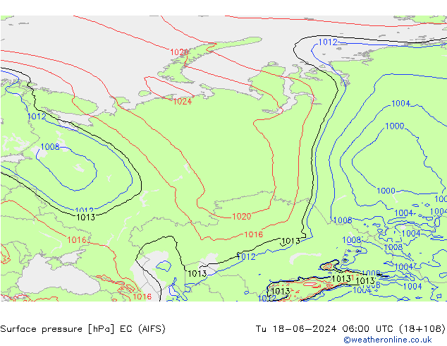 pressão do solo EC (AIFS) Ter 18.06.2024 06 UTC