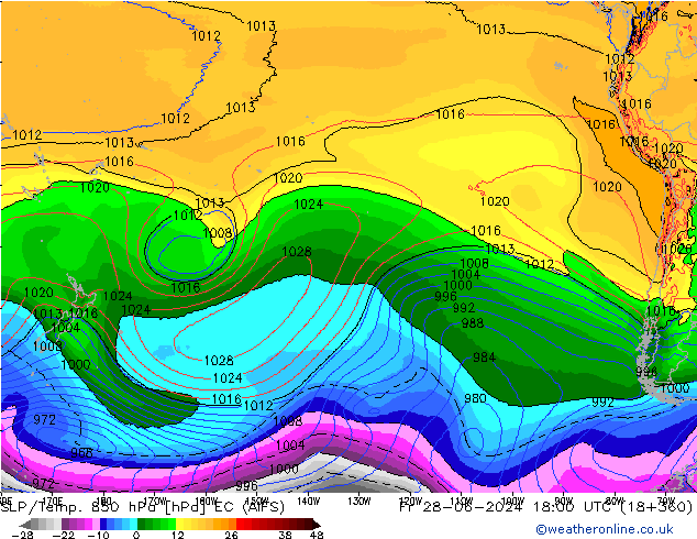 SLP/Temp. 850 гПа EC (AIFS) пт 28.06.2024 18 UTC