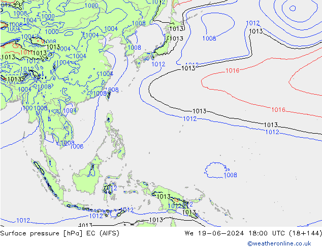 Surface pressure EC (AIFS) We 19.06.2024 18 UTC