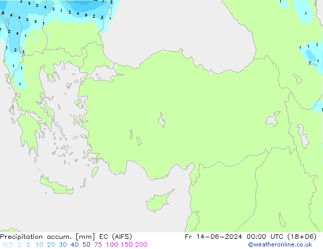 Precipitation accum. EC (AIFS) Fr 14.06.2024 00 UTC