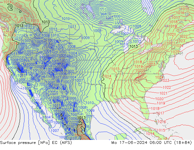 Pressione al suolo EC (AIFS) lun 17.06.2024 06 UTC