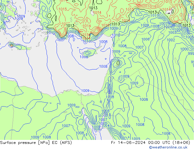 ciśnienie EC (AIFS) pt. 14.06.2024 00 UTC