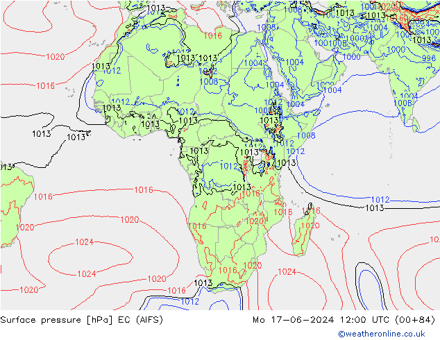 pression de l'air EC (AIFS) lun 17.06.2024 12 UTC