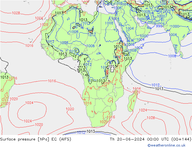 Presión superficial EC (AIFS) jue 20.06.2024 00 UTC