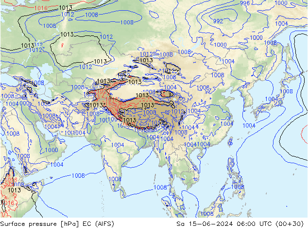 Surface pressure EC (AIFS) Sa 15.06.2024 06 UTC