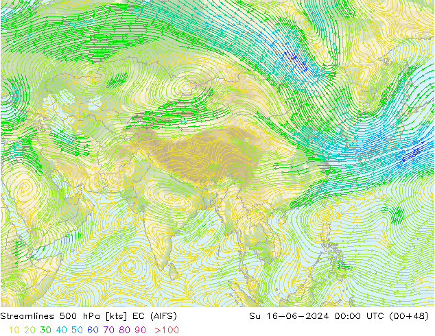 Rüzgar 500 hPa EC (AIFS) Paz 16.06.2024 00 UTC