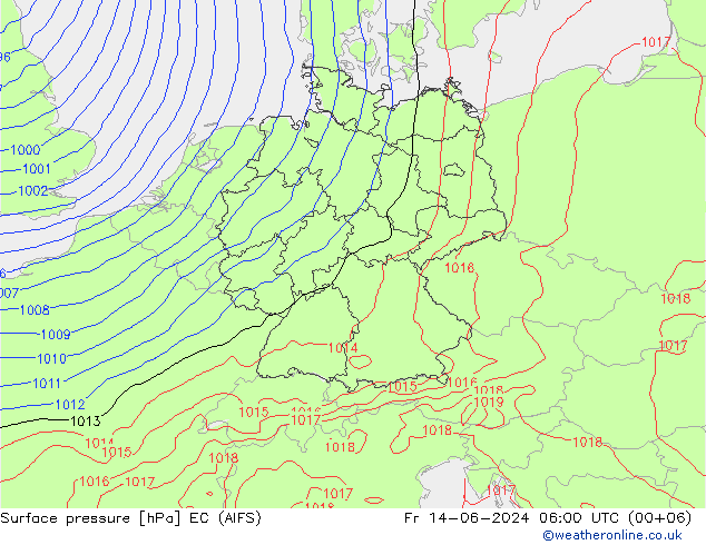 地面气压 EC (AIFS) 星期五 14.06.2024 06 UTC