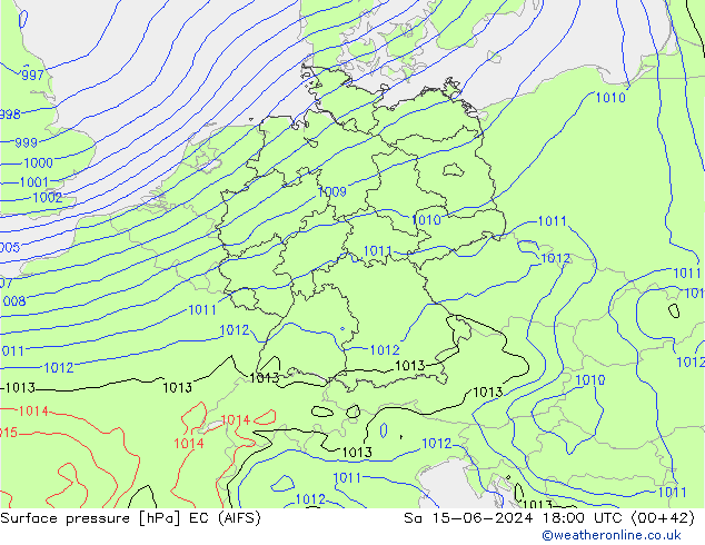 Luchtdruk (Grond) EC (AIFS) za 15.06.2024 18 UTC