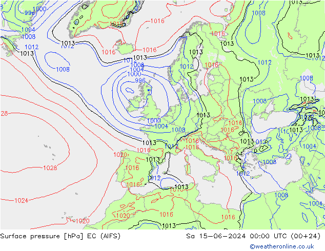 Yer basıncı EC (AIFS) Cts 15.06.2024 00 UTC