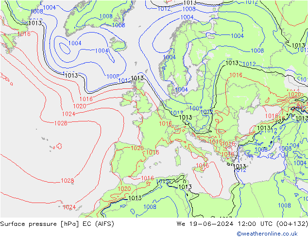 приземное давление EC (AIFS) ср 19.06.2024 12 UTC