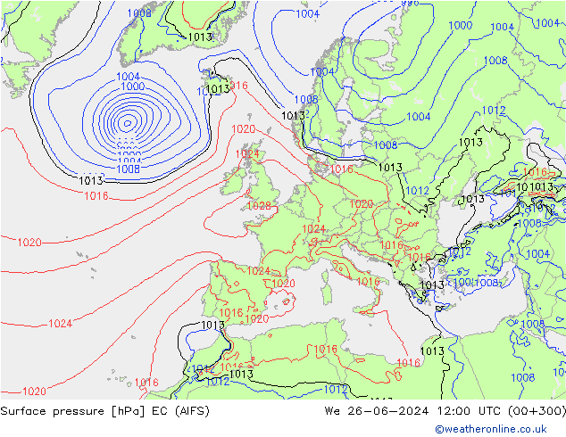 pression de l'air EC (AIFS) mer 26.06.2024 12 UTC