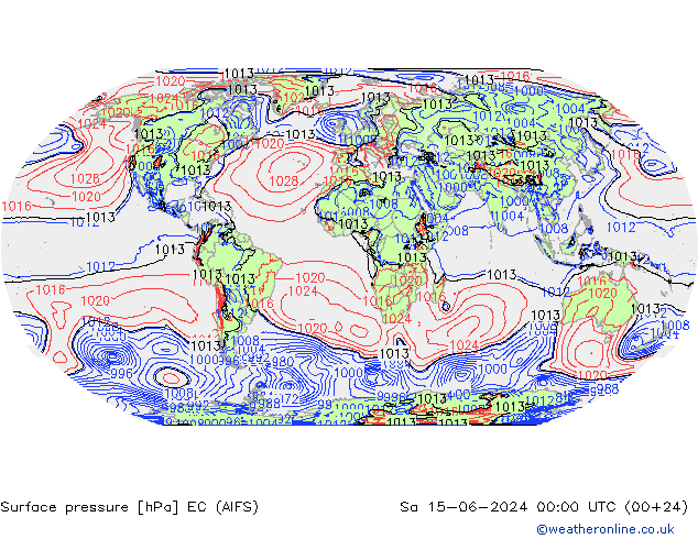 Bodendruck EC (AIFS) Sa 15.06.2024 00 UTC