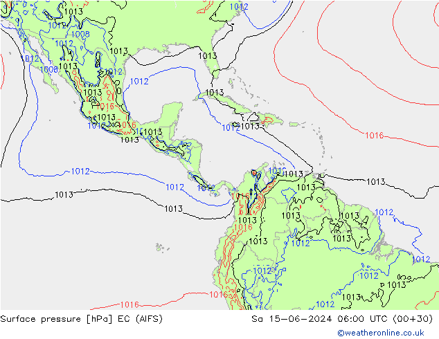 приземное давление EC (AIFS) сб 15.06.2024 06 UTC