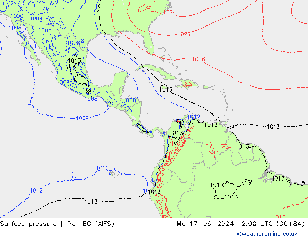 Atmosférický tlak EC (AIFS) Po 17.06.2024 12 UTC