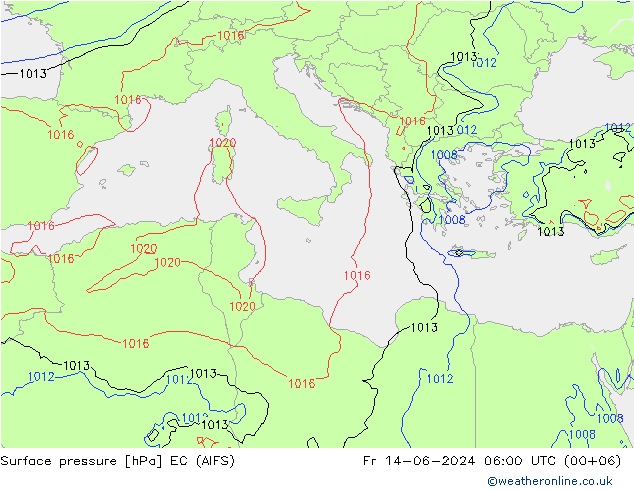 Surface pressure EC (AIFS) Fr 14.06.2024 06 UTC