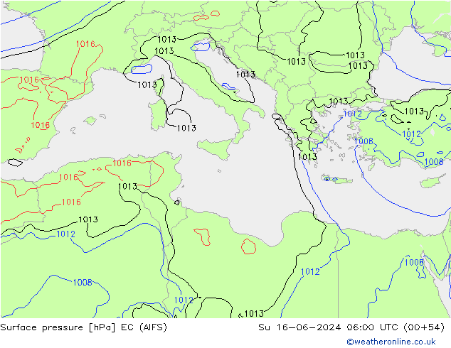 Luchtdruk (Grond) EC (AIFS) zo 16.06.2024 06 UTC