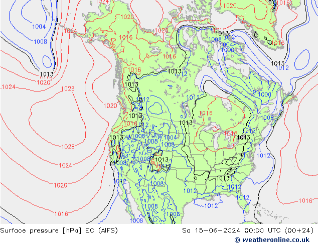 Surface pressure EC (AIFS) Sa 15.06.2024 00 UTC