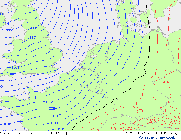 Surface pressure EC (AIFS) Fr 14.06.2024 06 UTC