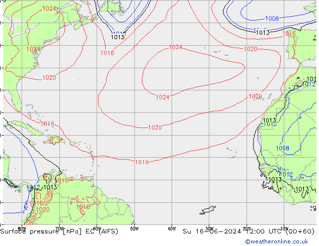 приземное давление EC (AIFS) Вс 16.06.2024 12 UTC
