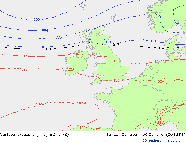 приземное давление EC (AIFS) вт 25.06.2024 00 UTC