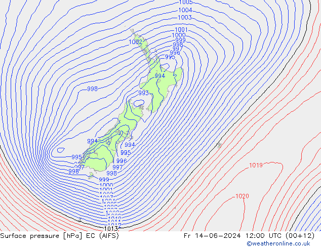 Luchtdruk (Grond) EC (AIFS) vr 14.06.2024 12 UTC